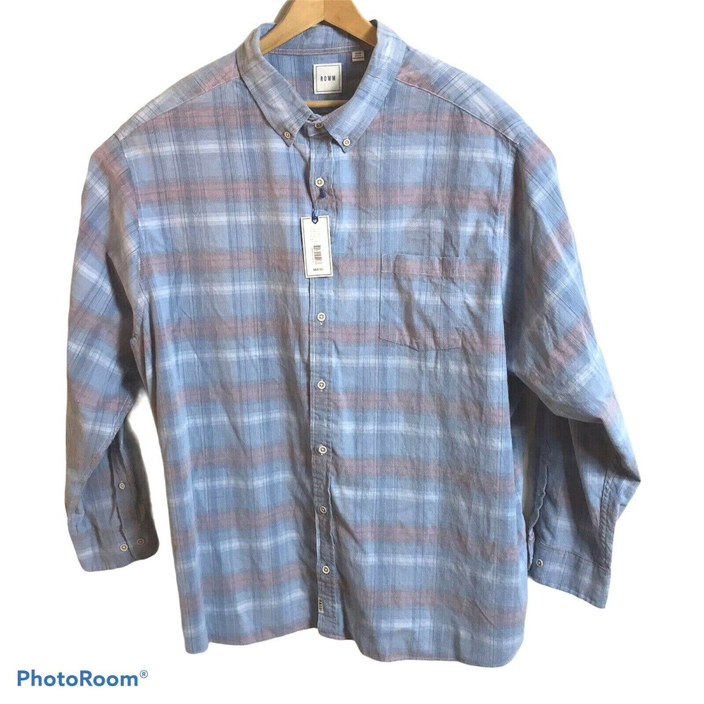 ROWM Mens Big Tall 2XT Long Sleeve Lightweigt Corduroy Shirt Dusty Blue $69 - Picture 3 of 5